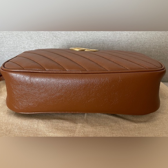 Gucci Marmont Diagonal Small Bag - Brown/Cognac - Picture 6 of 15